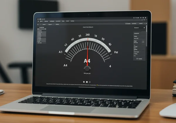 Online chromatic tuner interface on a laptop
