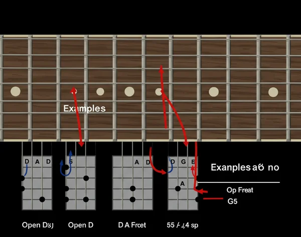 drop d tuning one finger power chords guitar fretboard