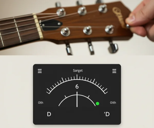 online guitar tuner interface for drop d tuning