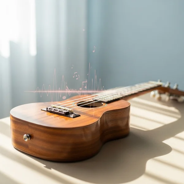 Ukulele in perfect tune, radiating harmony.