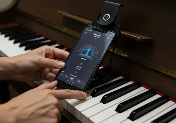 Placing phone near piano for online tuning