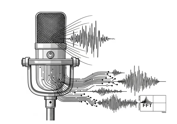 Microphone capturing sound waves, converted to digital signals