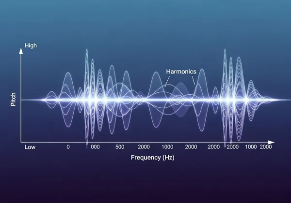 Abstract representation of sound waves, pitch, frequency