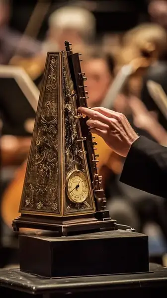 Musician using an online metronome during rehearsal or performance.